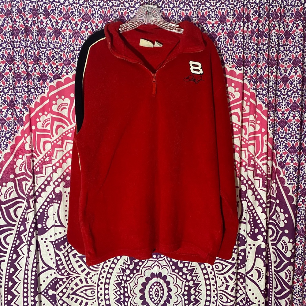 Dale Earnhardt 8 Fleece Half Zip Jacket Winners Circle Size Large Red Black